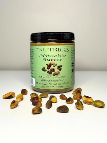 100% Pure Pistachio Butter, Single Ingredient, No Salt, No Sugar, No Palm Oil, Glass Jar, No Additives, Vegan, Plant Based Protein, Premium Roasted Pistachios, Perfect For Dubai Chocolate With Knafeh. 9.25oz (262gr)