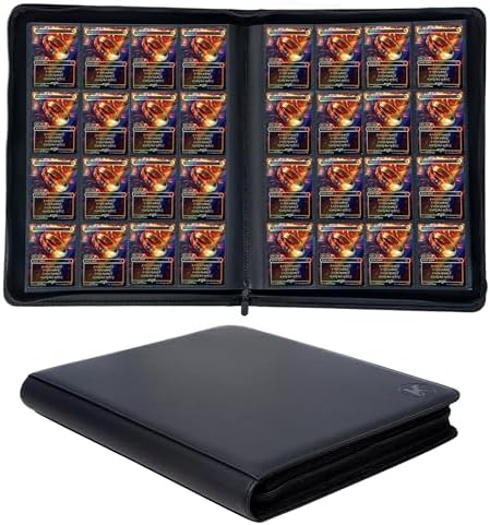 1000+ Pockets Trading Card Binder, 16-Pocket Card Ablum Compatible with lorcana,MTG,Sports Cards & Other Standard Size Trading Card（BLACK)