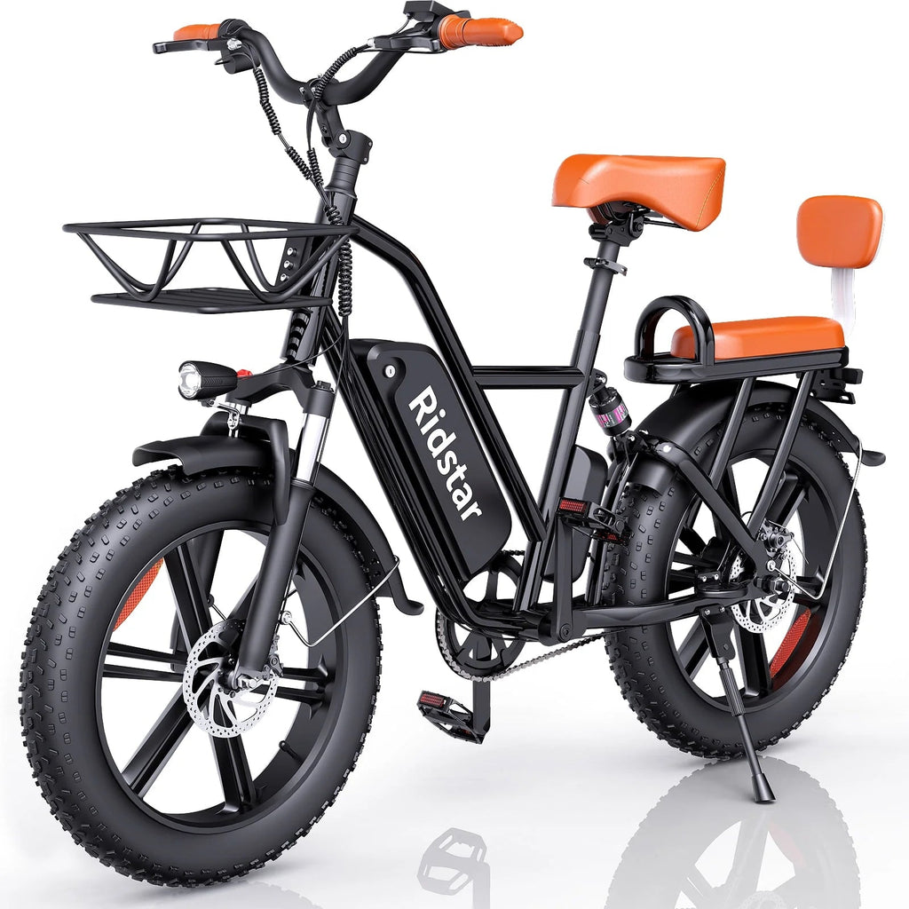 Electric Bike for Adults750W 30-70Miles 48V 15AH Removable Battery Ebike 20" x 4.0 Fat Tire Beach Commuting E-Bike 2 Seater W/Fork Suspension UL2849