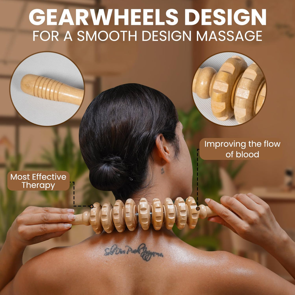 12-in-1 Wood Therapy Massage Tools Kit - Lymphatic Drainage Massager for Stomach, Thighs and HIPS | Maderoterapia Kit Professional for Muscle Pain Relief | Wooden Body Sculpting Tools | ViVACious