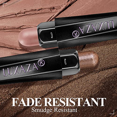 10PCS Eyeshadow Stick,Shimmer And Matte Brown Metallic Cream Eyeshadow Pencil Crayon with Smudge-proof & Waterproof,Eye Brightener Stick - Cocoa Crush