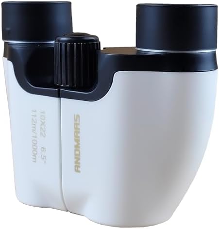 10x22 Binoculars for Adults and Kids, Large View Compact Binoculars, Easy Focus Small Binoculars for Bird Watching Outdoor Travel Sightseeing Concert Hunting Hiking (White)
