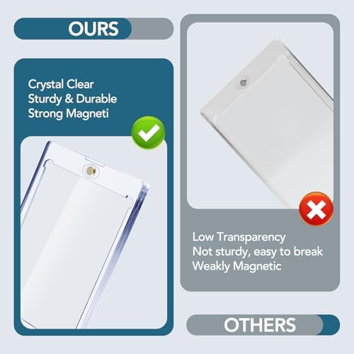 100 Pcs Magnetic Card Holder, 35 pt Magnetic Card Holder for Sports Game Baseball Cards, Collectible Trading Card Case Business Card Holders