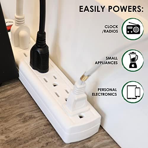 15 Ft 6 Outlet Surge Protector Power Strip: Multiple Electrical Outlet Safety Circuit Breaker has 15 Foot Long Extension Cord, Lighted On Off Switch, ETL Listed. Commercial, Business, Home, Office Use