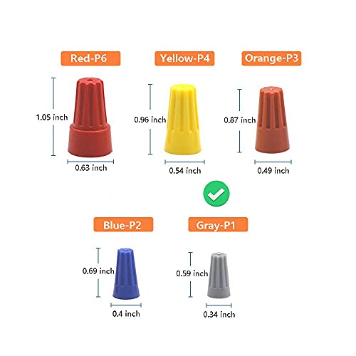 1000 Pcs Gray Wire Caps Electrical, Insulating Insert Twist Nuts on Wire Connectors (AWG 22-16)