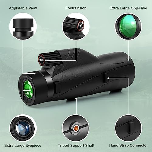 12x56 High Power Monocular Telescope with Smartphone Adapter Tripod Travel Bag, Larger Vision Monoculars for Adults with BAK4 Prism & FMC Lens, Suitable for Bird Watching Hunting Hiking Camping