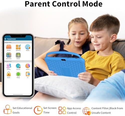 10 inch Kids Tablet, Android 13 Tabletas for Kids 2GB+64GB, Toddler Tablets with Case, 6000mAh, Bluetooth 5.0, WiFi,iWawa Pre Installed, Parental Control,Educational Games（Blue）
