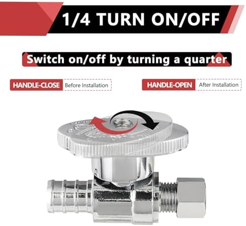 (Pack of 4) EFIELD 1/4 Turn Straight Stop Valve 3/8" OD Compression X 1/2" Barb Crimp Pex Chrome Plated Brass,