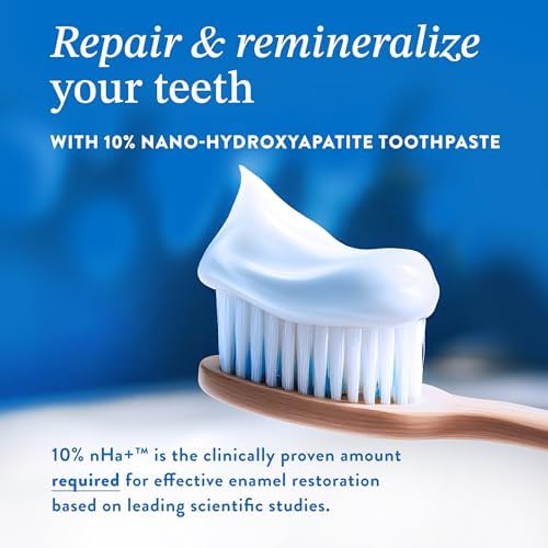 10% Nano Hydroxyapatite Toothpaste (Fluoride Free), Natural, Remineralizing, Whitening, Sensitive Teeth, SLS Free, Xylitol Nano-Hydroxyapatite Toothpaste for Adults, Mint 4oz (USA Made)