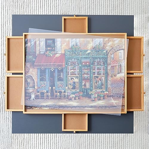 1000 Piece Puzzle Board with Drawers, 21" x 29.8", Portable Wooden Jigsaw Puzzle Table, Suitable for Adults, Used for Puzzle Storage and Sorting, Gifts for Friends and Family
