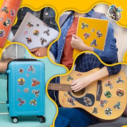 100 Pcs Dirt Bike Stickers, Motorcross Decal, Dirtbike Sticker Waterproof Decals for Water Bottles Laptop Luggage Computer Scrapbooking Teens Adults Girls Kids Funny Party Decorations