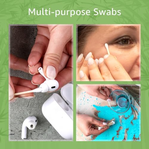 1000 Pack 100% Bamboo Cotton Swabs - Double Tipped Cotton Buds for Ear Cleaning | Bamboo Swabs for Beauty & Personal Care | FSC Certified & Hypoallergenic, Suitable for All Ages and Pets