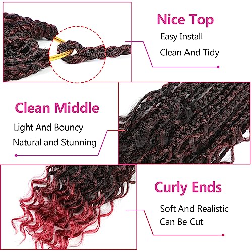 12inch Goddess Box Braids Crochet Hair Boho Box Braids with Curly Ends Bohemian Crochet Braids Pre-looped Synthetic Crochet Hair for Black Women (12inch(Pack of 8), TBUG)