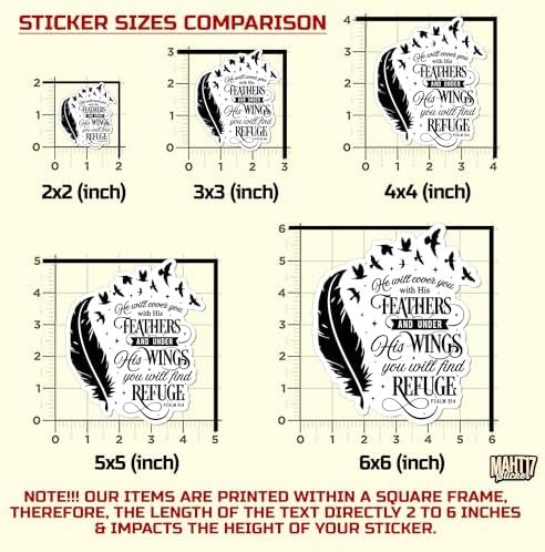 (3Pcs) Psalms 91:4 He Will Cover You with His Feathers and Under Sticker Bible Christian 3" Waterproof Die-Cut Vinyl Sticker Decal for Kindle Laptop Water Bottles Phone Decal Gifts 3 Inches