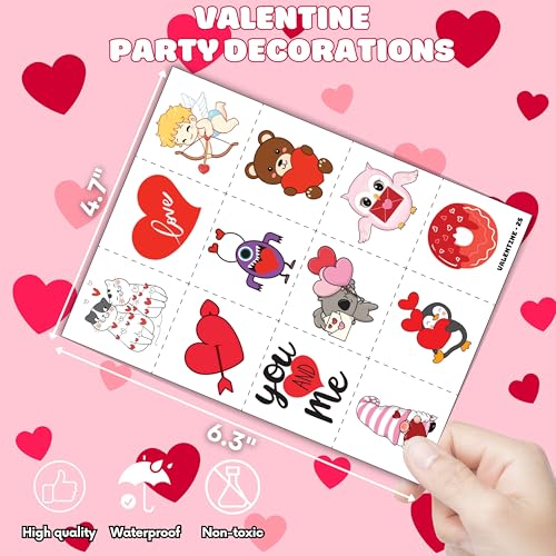 144 PCS Valentine Party Set - 72 Temporary Tattoos & 72 Slap Bracelets - Perfect for Themed Parties, Baby Showers, Classroom Rewards & Gifts for Kids