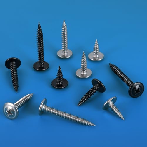 100Pcs #8 x 2 Inch Wood Screws Phillips Modified Truss Head Stainless Steel 410 Quick Metal Self Tapping Screws,Black Zinc Plated