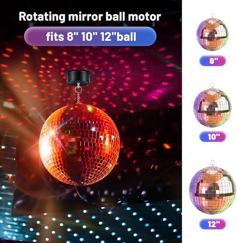 1 RPM Slow Speed Disco Ball Motor Heavy Duty Mirror Ball Electric Motor Rotator Supports 4'' - 12'' Balls for Dj Party Light Home Bands, Christmas Party