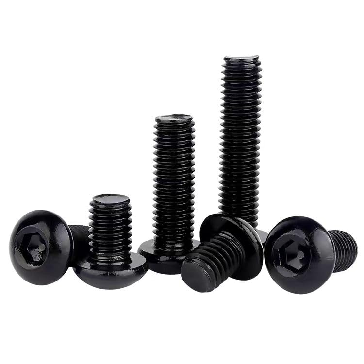 (20Pcs) 3/8-16 * 1-1/2 Button Head Socket Cap Bolts Screws, 304 Black Stainless Steel, Allen Hex Drive, Bright Finish, Fully Machine Thread