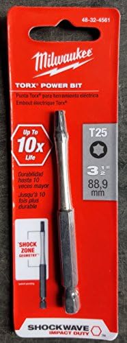 (6-PACK) Milwaukee 48-32-4561 SHOCKWAVE 3-1/2" Impact Torx T25 Power Bits