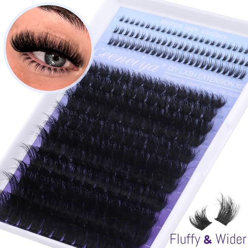 10-20mm Fluffy Lash Clusters with Bottom Lashes Wispy Lash Extension 130D Wispy Cluster Eyelash Extensions D Curl Volume Individual Lashes DIY False Eyelashes by Geeneiya