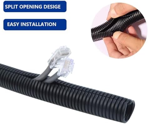 10 FT 1inch Split Wire Loom Tubing Wire Conduit,Flexible Wire Covers Cord Protectors,Cord Protectors from Pets,Black (1"-10ft)