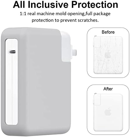 140W Soft Silicone Power Adapter Sleeve Case for 2021 2022 2023 2024 MacBook Pro 16 inch A2485 M1 A2780 M2 A2991 M3 A3186 A3403 M4 Charger Protective Cover (140W), Gray