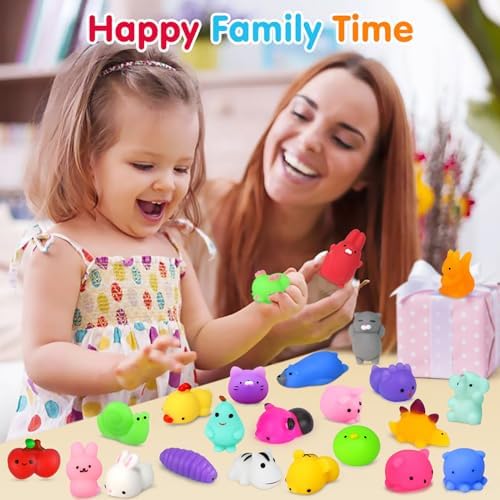 130PCS Squishies Mochi Squishy Toy, Kawaii Squishies Party Favors for Kids Stress Relief Fidget Toys Treasure Box Toys Classroom Prizes Kid Easter Egg Fillers Xmas Goodie Bag Stuffers, Random