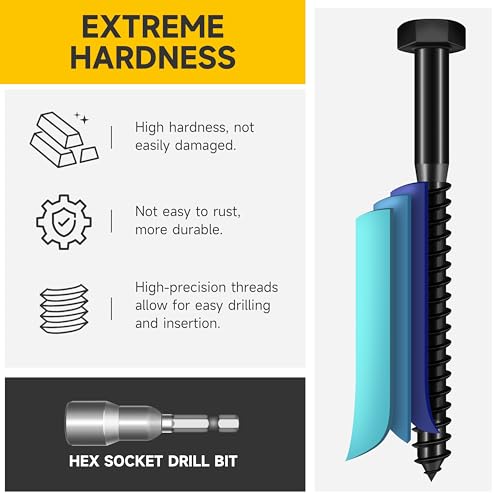 (20Sets) 1/4" x 2" Hex Head Lag Bolts, Heavy Duty Lag Screws with Washers, 304 Stainless Steel Bolts 18-8, Lag Screws Wood Screws, Partial Thread Black Oxide, 1/4 Bolt by Mywish