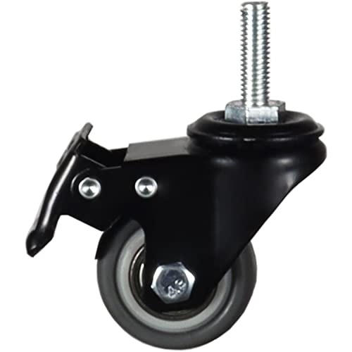 1.5 Inch Swivel Caster Wheels Set of 4, Locking casters Total Capacity 330lbs, Metric M8-1.25 Threaded stem TPR casters with Brake, castors for Carpet Hardwood Floor Workbench Bed Frame.
