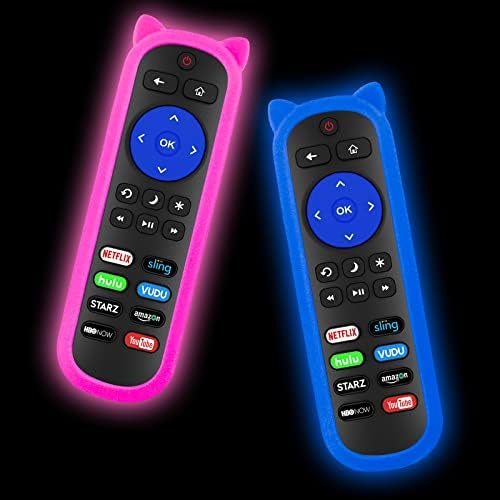 (Pack of 2) RC280 Remote for Roku TV Remote with 2 Glow Covers, for TCL Roku/Onn Roku/Hisense Roku/Element/Sharp/Haier/Hitachi/LG/Sanyo/JVC/Magnavox/RCA/Philips/Westinghouse Roku Series Smart TV