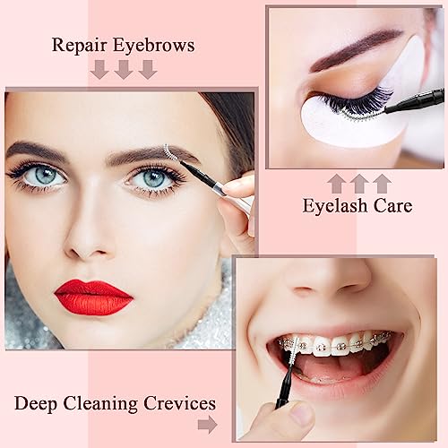 120Pcs Micro Eyebrow Brush with Cap Brow Lamination Brush Spoolies for Eyebrow Eyelash Brow Brush Lash Filler Eyebrow Lash Lift And Tint Tools for Brows and Lashes Comb Extensions