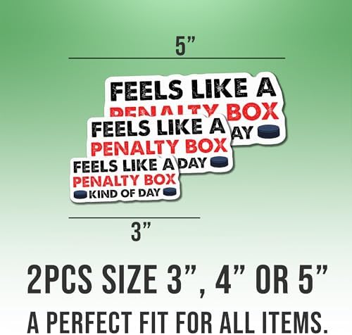 (2pcs) Ice Hockey Sticker Ice Hockey Lover Decal Feels Like A Penalty Box Kind of Day Vinyl Stickers Weather-Resistant Stickers for Water Bottles Laptop Phone Wall Window Car 2pcs Size 3"