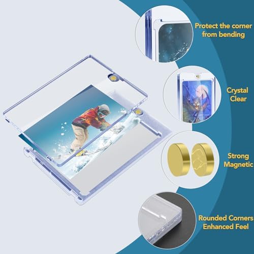 100 Pcs Magnetic Card Holder, 35 pt Magnetic Card Holder for Sports Game Baseball Cards, Collectible Trading Card Case Business Card Holders