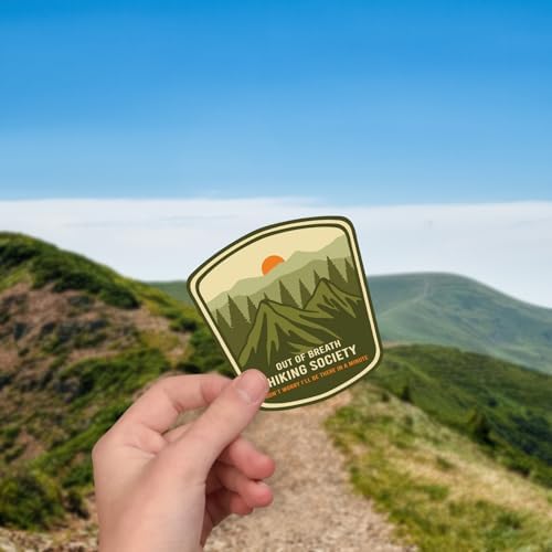 (3Pcs) Out of Breath Hiking Society Don't Worry I'll Be There in A Minute Sticker Funny Hiker Quote Decal Waterproof Vinyl Stickers Adult for Laptop Car Tumbler Water Bottle Mug Phone - Size 3”x2.9”