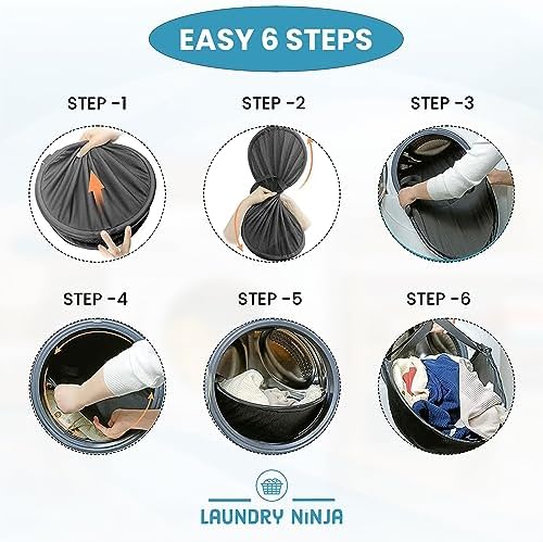 "Laundry Ninja Stitch Pop-Up Laundry Hamper: Space-Saving and Flexible Collapsible Hamper with Handles for Ultimate Clothes Management, space saving laundry hamper, Flexible laundry basket with