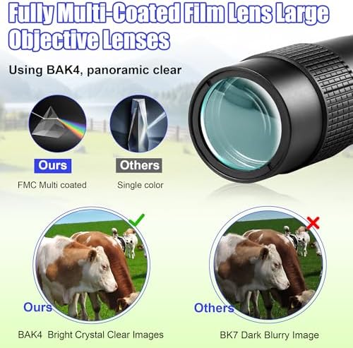 10-300x40 Military Telescope - Monoculars for Adults High Powered, Compact Monocular Telescope for Hunting, Star Gazing, Bird Watching, Travel (Smartphone Adapter & Tripod Include)