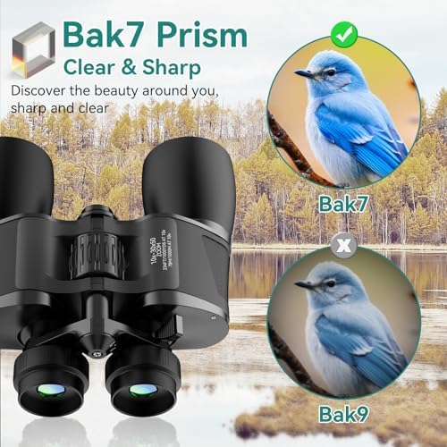 10-30X50 Zoom Binoculars for Adults, High Powered Military Binoculars for Bird Watching, Hunting, Outdoor, Hiking, Concerts Large View/Waterproof/BAK7 Prism/FMC Lens/Low Light Night Vision