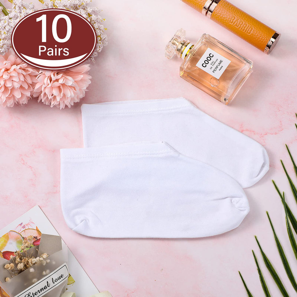 10 Pairs Moisturizing Socks Overnight, Spa Socks for Dry Feet, Cotton Moisture Enhancing Socks, Cosmetic Moisturizing Socks for Women and Men, White