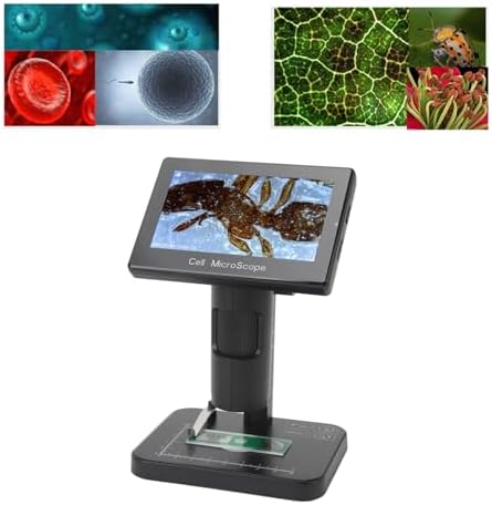 1080P Digital Microscope with 5in 800x480 Screen, USB 2600mAh Camera Microscope with Optical 1000X Digital 8X Zoom 3 Lighting Modes, Microscope for Soldering Research
