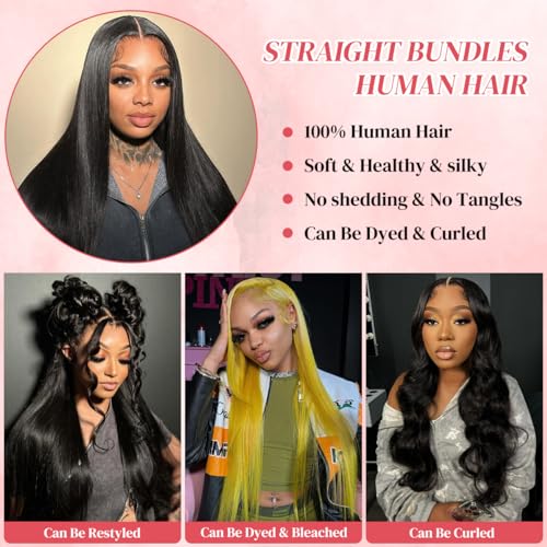 1 Bundle Human Hair Straight 20 Inch 14A 100% Unprocessed Brazilian Virgin Human Hair Bundles Weave Bundles Human Hair Natural Black