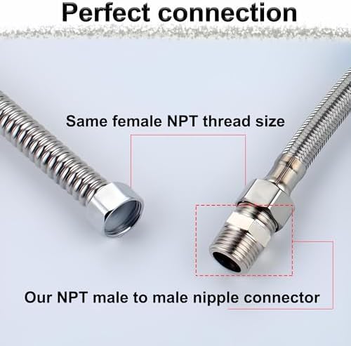 1" Male x 1" Male Hex Nipple Pipe Fittings, 304 Stainless Steel 1 inch NPT Male Threaded Pipe Adapter Fittings Equal Nipples Connectors, Male Straight Connector Pipe Fitting (1“, 2pcs)