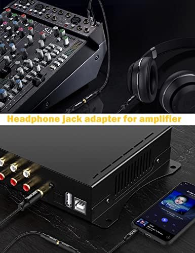 1/4 Headphone Adapter, 6.35 mm Male to 3.5 mm Female Audio Jack Adapter, Lossless Stereo Headphone Jack Adapter for Mixer Guitar Piano Amplifier Speaker or More - Matte Black(30cm)