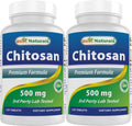 #1 Chitosan 500mg 120 Tablets by Best Naturals - Supports fat absorbing action - Manufactured in a USA Based GMP Certified Facility and Third Party Tested for Purity. Guaranteed!! pack of 2
