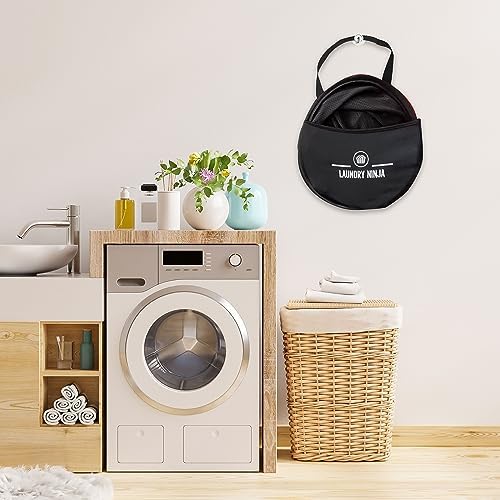 "Laundry Ninja Stitch Pop-Up Laundry Hamper: Space-Saving and Flexible Collapsible Hamper with Handles for Ultimate Clothes Management, space saving laundry hamper, Flexible laundry basket with