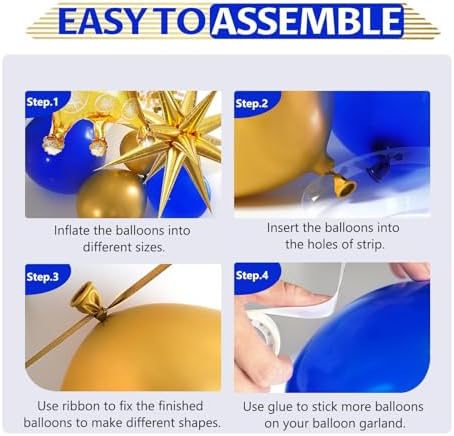 121pcs Royal Blue Gold Birthday Party Decorations with Happy Birthday Banner Foil Balloons for 16th 18th 21st 24th 32th 40th 50th 60th Birthday Decorations for Men