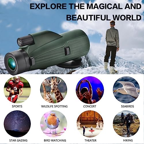 10X50 Monocular Telescope with Phone Adapter & Tripod High Power Monoculars for Adults Low Night Vision HD Monocular Scope for Bird Watching Hunting Hiking Concert Travelling