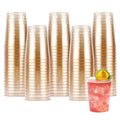 100PCS 10oz Gold Glitter Plastic Cups for Party, Disposable Gold Plastic Cups, Plastic Cocktail Glasses for Wedding Thanksgiving, Christmas, and Parties