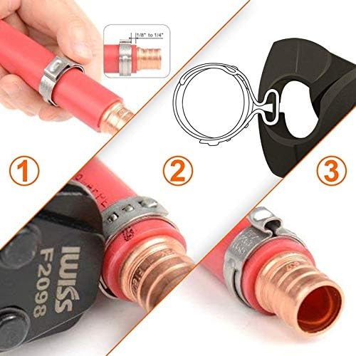 130 Pieces 1/4" - 1-1/8" Single Ear Hose Clamps 304 Stainless Steel PEX Cinch Clamps Stepless Cinch Crimp Rings Pinch Clamps for Pipe Fitting Connections (10 Sizes 6-29mm)