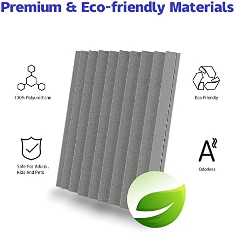 12 Pack Acoustic Panels, 12"X 12"X1" Sound Proof Foam Panels, High Density Soundproof Wall Panels for Home Studio, Acoustic Foam Wedges Absorbing Noise (Black-Grey)