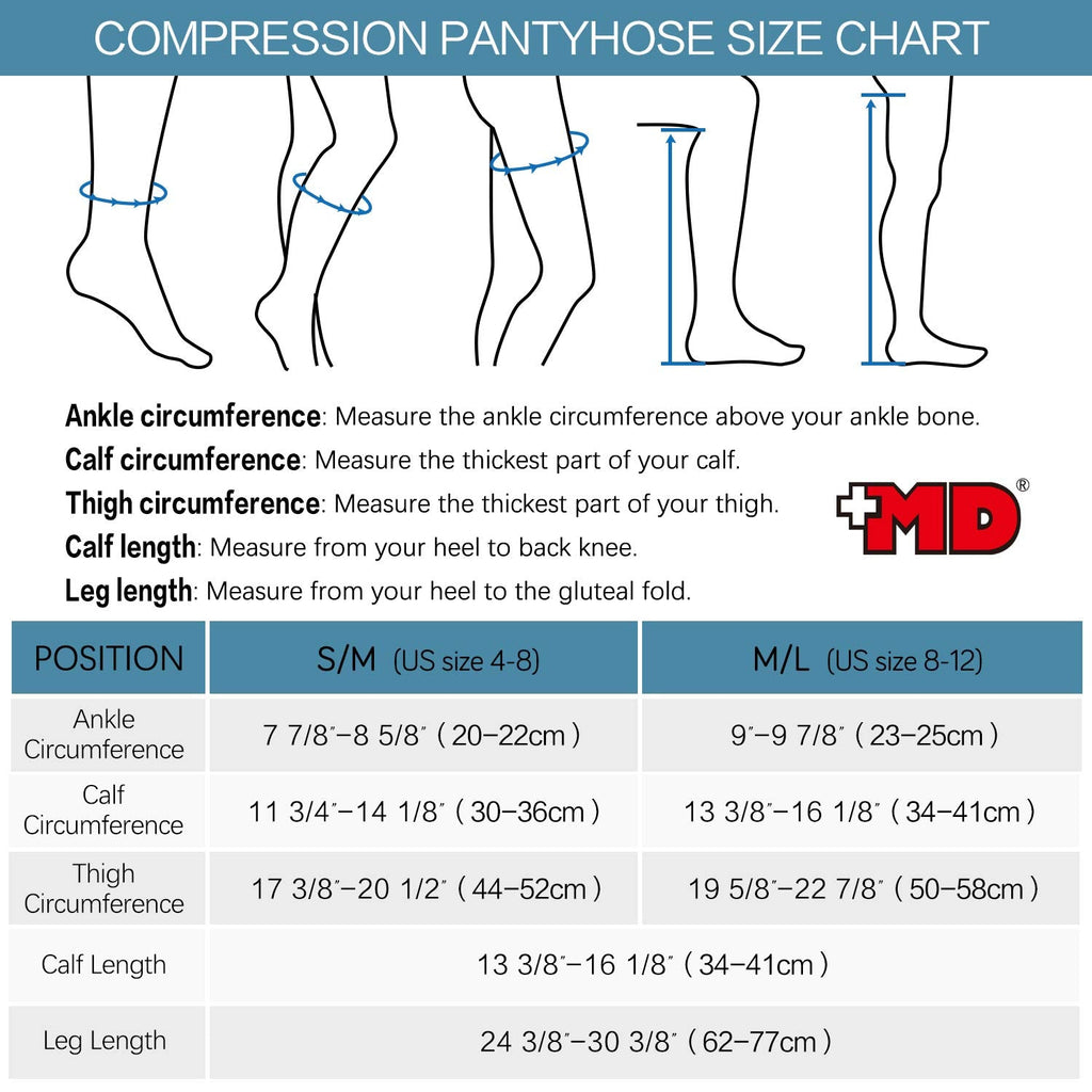 +MD 15-20mmHg Women's Graduated Compression Pantyhose Medical Quality Ladies Support Stocking BlackM